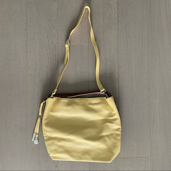 NICOLI Yellow Leather Hobo Satchel - Picture 9 of 13
